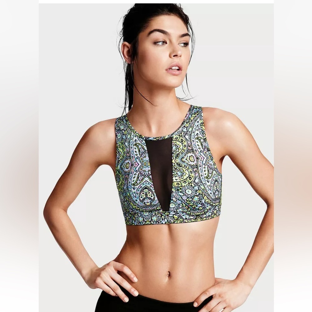 Victoria’s Secret Paisley Sports Bra. Women’s Sz-M Neon | Mesh Back